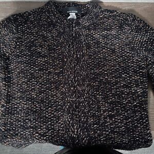 Jones New York Black and Brown Cardigan Sweater